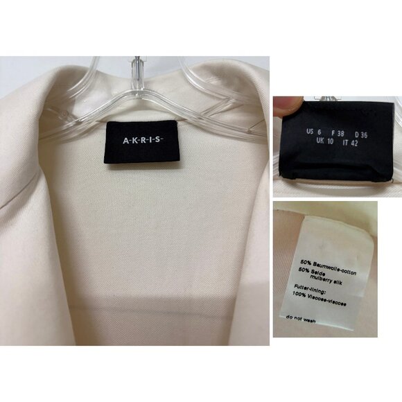 Akris Mural Print Open Front A Line Coat Jacket Red Beige Colorblock Geometric 6 - Picture 3 of 16